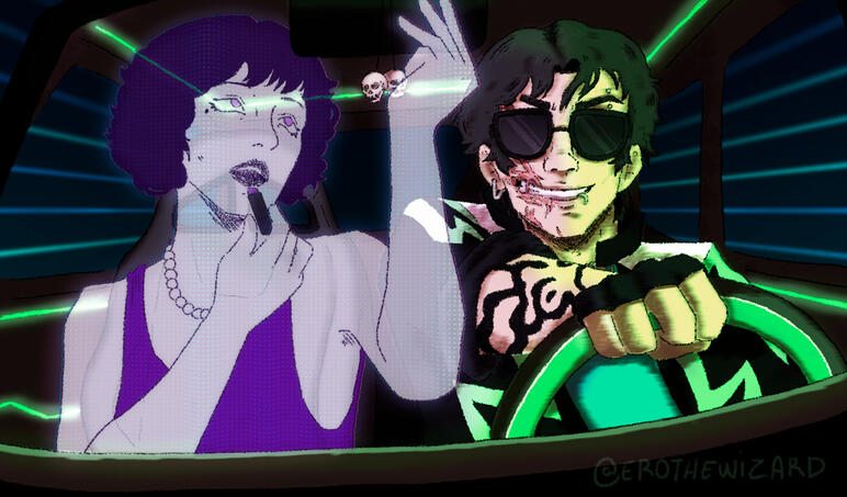 Speed drive! Character in right belongs to @gh0st_ing0, character in the left to me